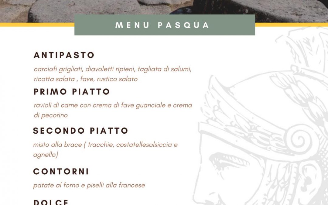 MENU PASQUA 17 APRILE 2022